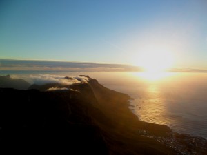 Por do sol na Table Mountain