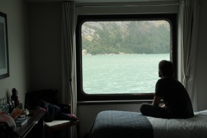 Curtindo a cabine e o janelão com vista pra Patagônia