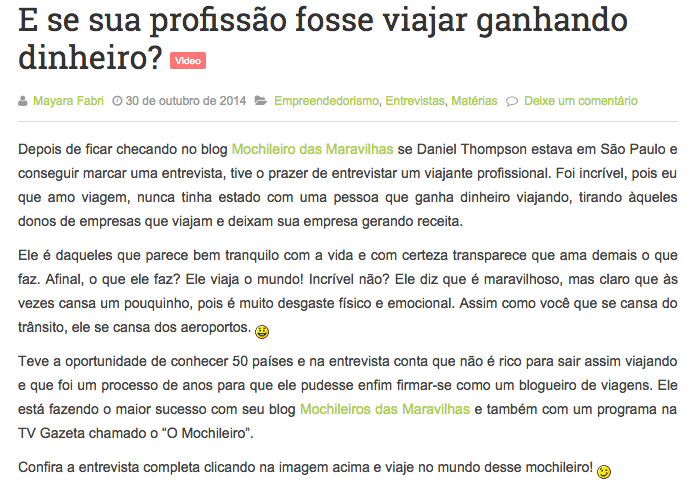 Entrevista Relato de um Empreendedor