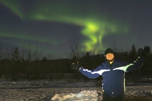 Mochileiro na Aurora Boreal